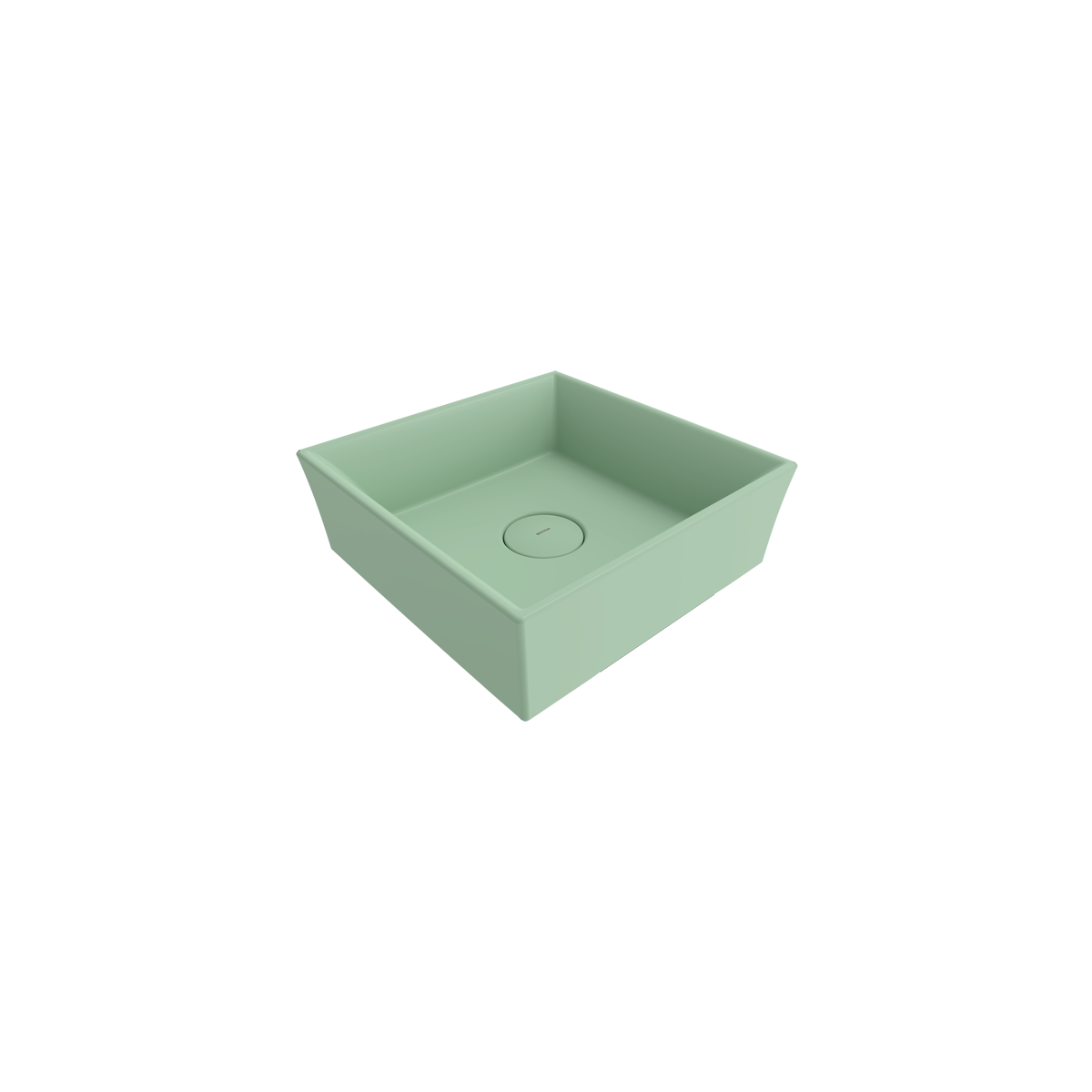 1173-033-0125 Bocchi Vessel Kare Tezgah Üstü Lavabo 38 cm Mat Mint Yeşil