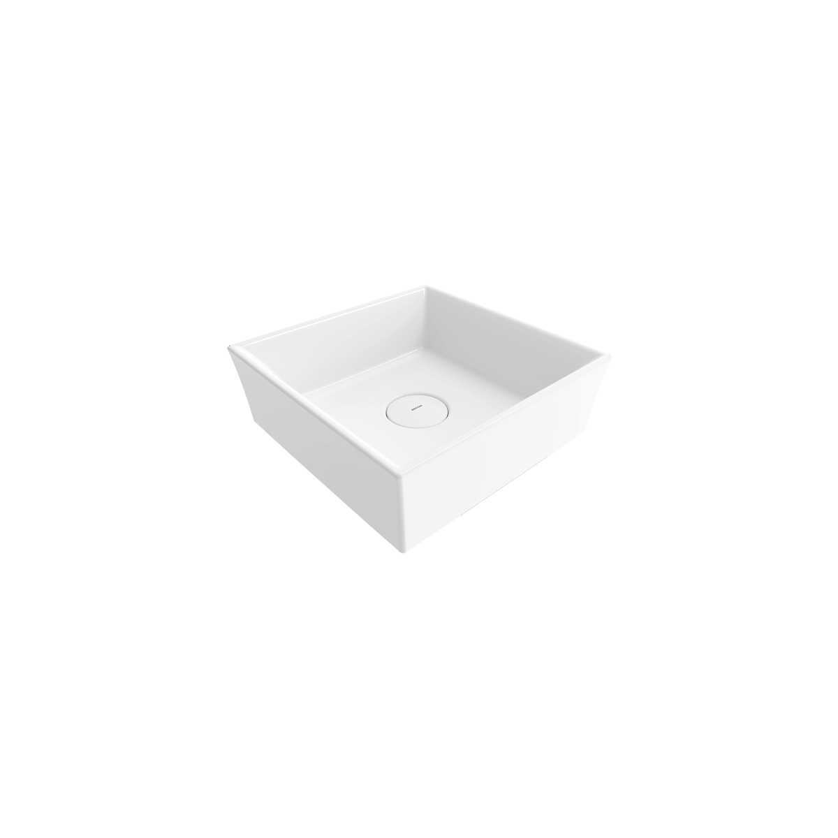 1173-061-0125 Bocchi Vessel Kare Tezgah Üstü Lavabo 38 cm Parlak Beyaz