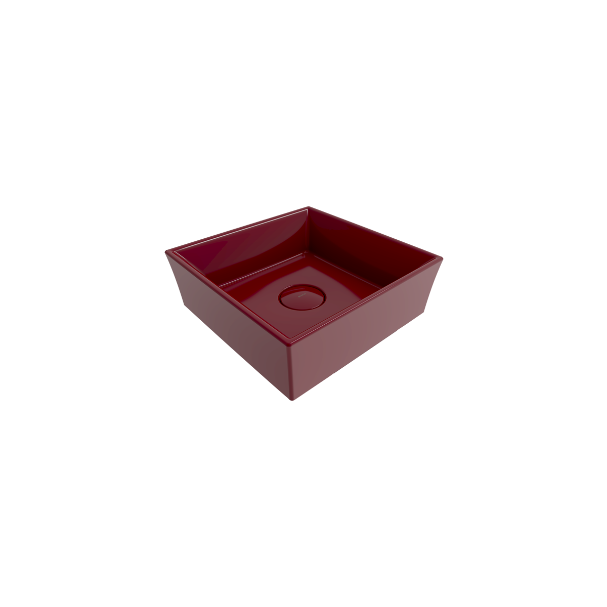 1173-072-0125 Bocchi Vessel Kare Tezgah Üstü Lavabo 38 cm P.Burgonya Bordosu