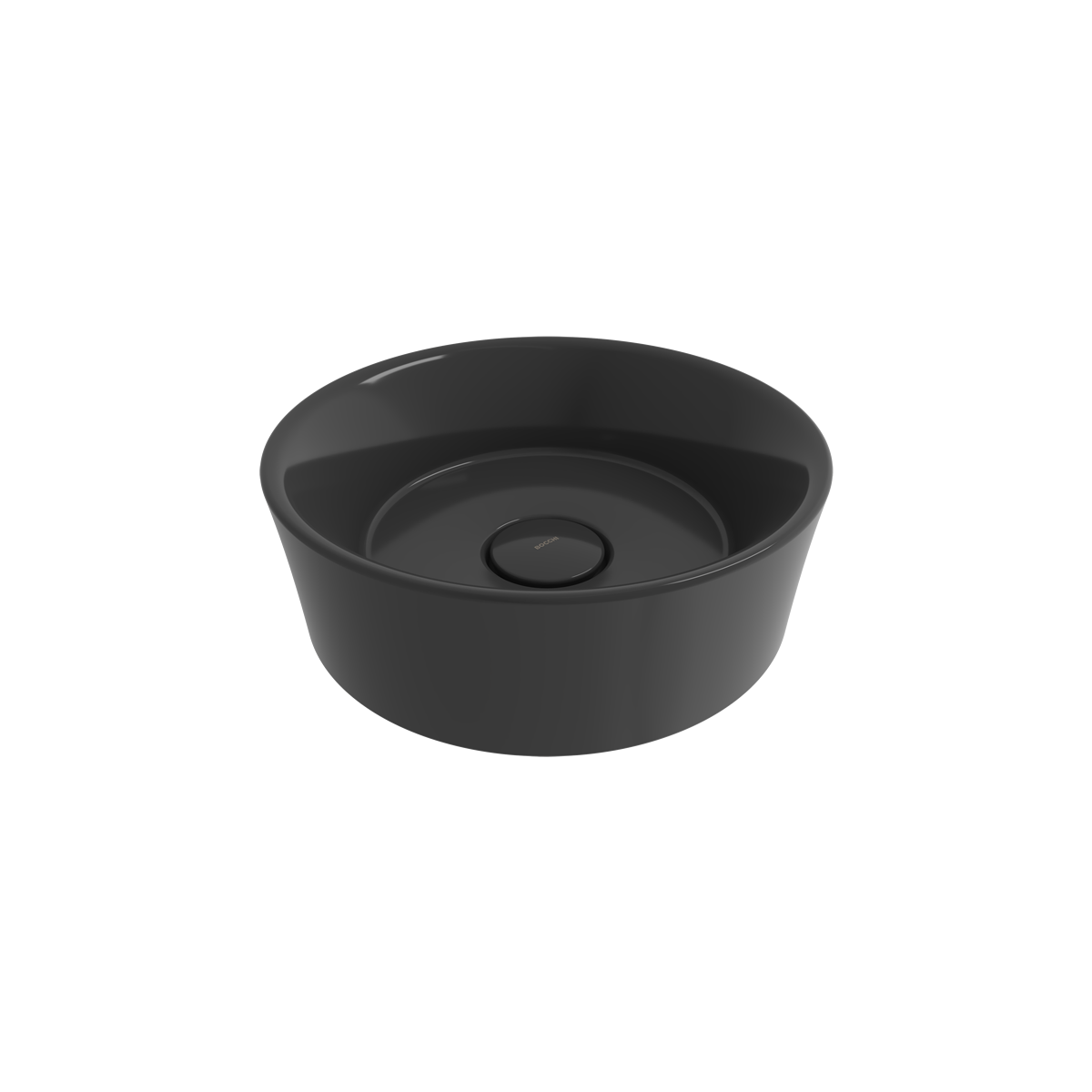 1174-005-0125 Bocchi Vessel Yuvarlak Çanak Lavabo 38 cm Parlak Siyah