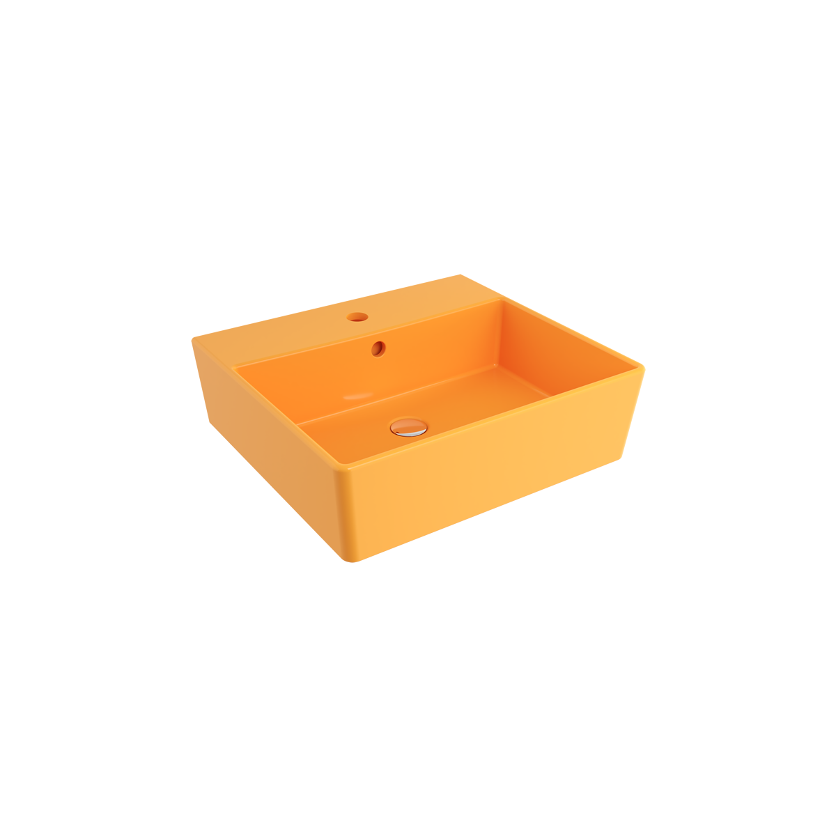 Bocchi Milano 50 cm Tezgah Üstü Lavabo, Parlak Mandalina Sarısı