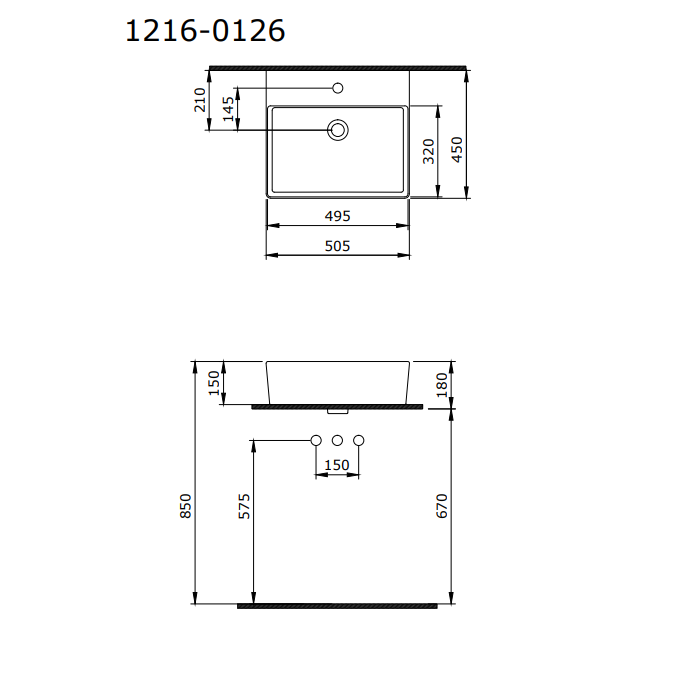 Bocchi Milano 50 cm Tezgah Üstü Lavabo, Mat Antrasit