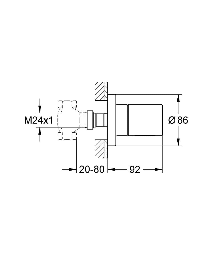 Grohe Grohtherm 3000 Cosmopolitan Ankastre Stop Valf (Sıva Üstü Grubu)