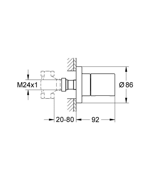 Grohe Grohtherm 3000 Cosmopolitan Ankastre Stop Valf (Sıva Üstü Grubu)