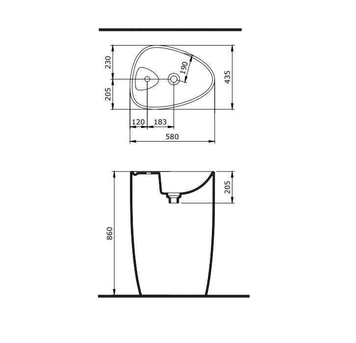 Bocchi Etna Monoblok Lavabo 58 cm Batarya Bankl, Mat Bronz