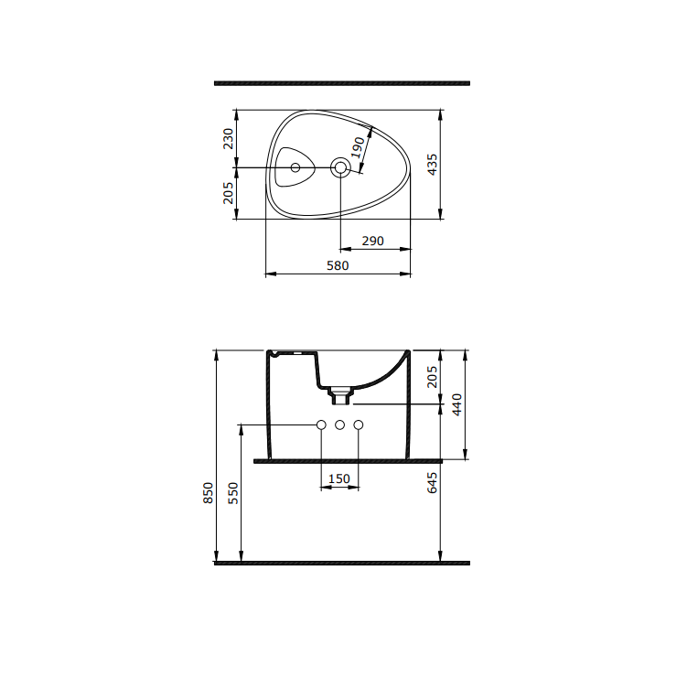 Bocchi Etna Tezgah Üstü Monoblok Lavabo 58 cm Batarya Banklı Mat Antrasit