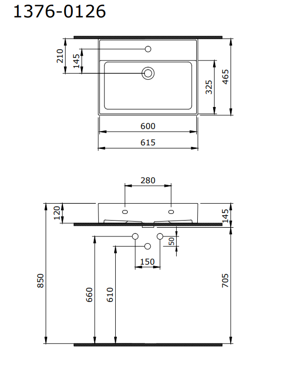 Bocchi Milano 60 cm Çanak Lavabo Parlak Siyah