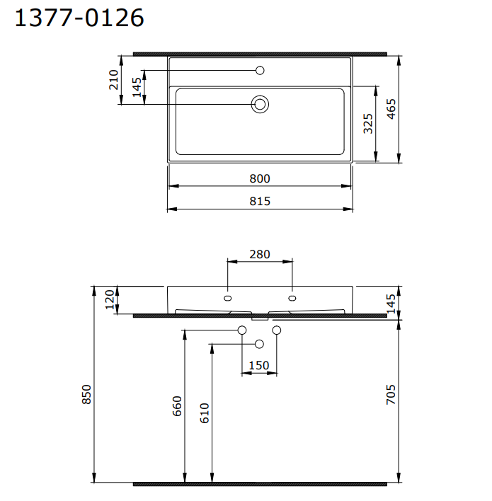 Bocchi Milano 80 cm Çanak Lavabo Parlak Beyaz