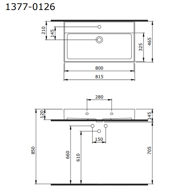 Bocchi Milano 80 cm Çanak Lavabo Parlak Beyaz