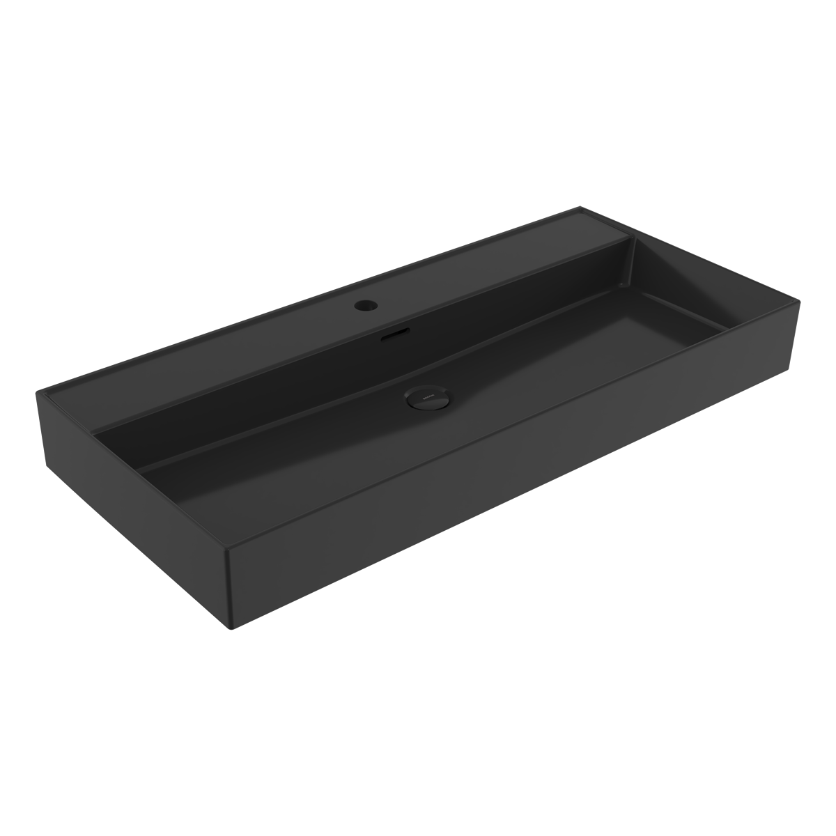 1378-005-0126 Bocchi Milano 100 cm Tezgah Üstü Lavabo Parlak Siyah