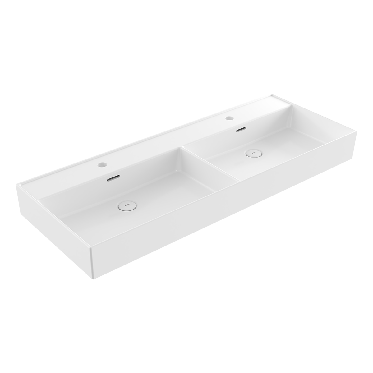 1393-001-0132 Bocchi Milano 120 cm Çift Gözlü Tezgah Üstü Lavabo Parlak Beyaz