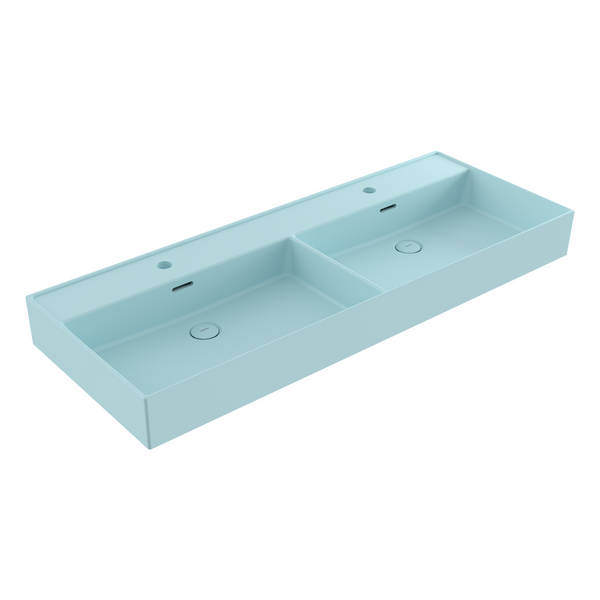 1393-029-0132 Bocchi Milano 120 cm Çift Gözlü Tezgah Üstü Lavabo Mat Buz Mavisi