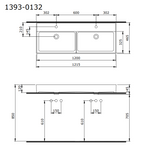 Bocchi Milano 120 cm Çift Gözlü Tezgah Üstü Lavabo Parlak Beyaz