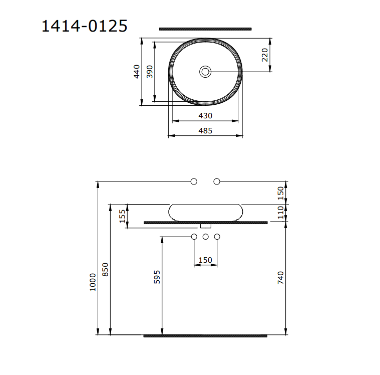 Bocchi Strata Tezgah Üstü Lavabo 49 cm Mat Antrasit