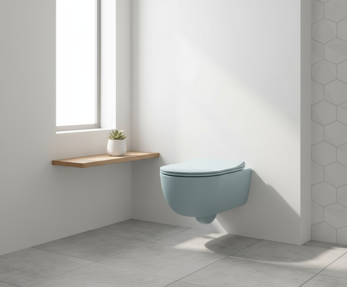 Bocchi V Tondo Rimless Asma Klozet Mat Buz Mavisi