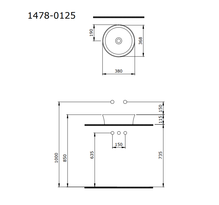 Bocchi Slim Line Yuvarlak lavabo 38 cm Mat Yasemin