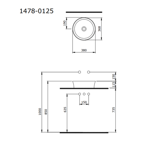 Bocchi Slim Line Yuvarlak lavabo 38 cm Mat Yasemin