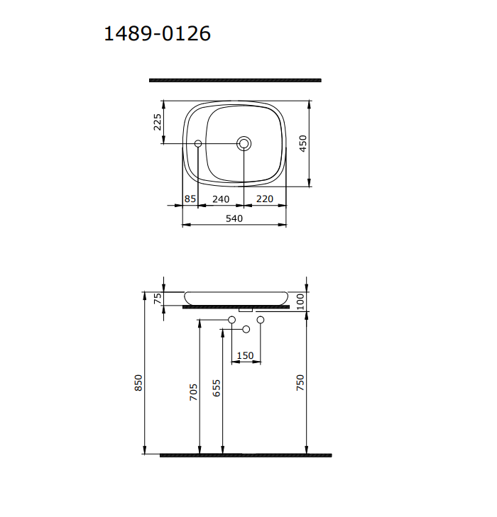 Bocchi Fenice 54 cm Çanak Lavabo Mat Buz Mavisi