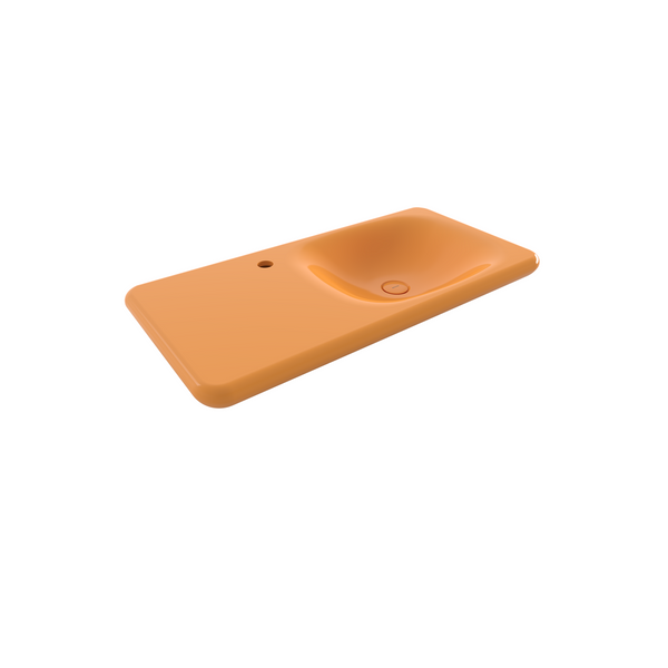 1490-021-0126 Bocchi Fenice 90 cm Etajerli Lavabo Parlak Mandalina Sarısı