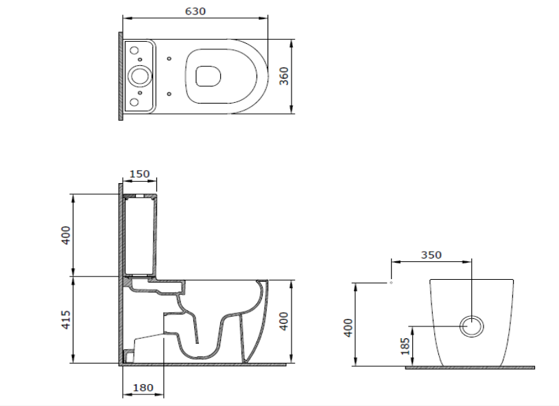 Bocchi Venezia Duvara Sıfır Klozet Takımı, Mat Somon