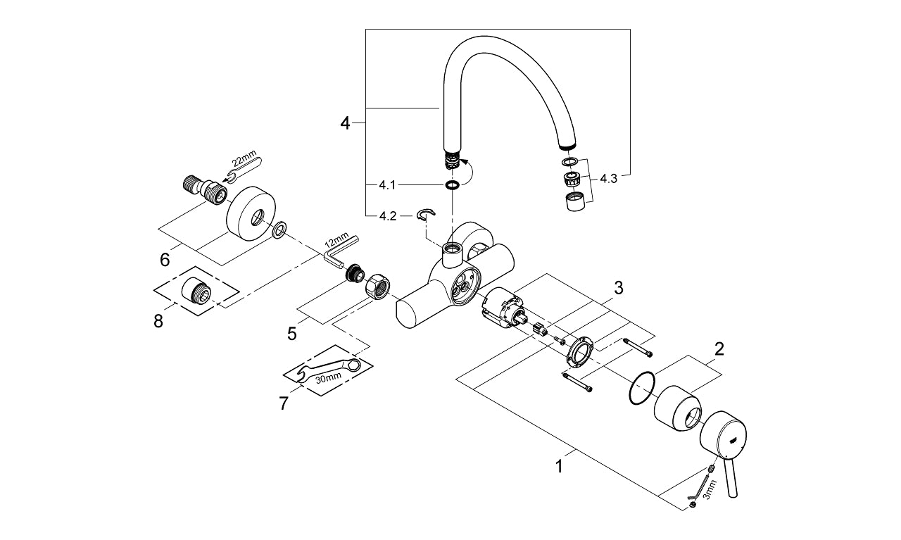 Grohe Concetto Duvardan Eviye Bataryası