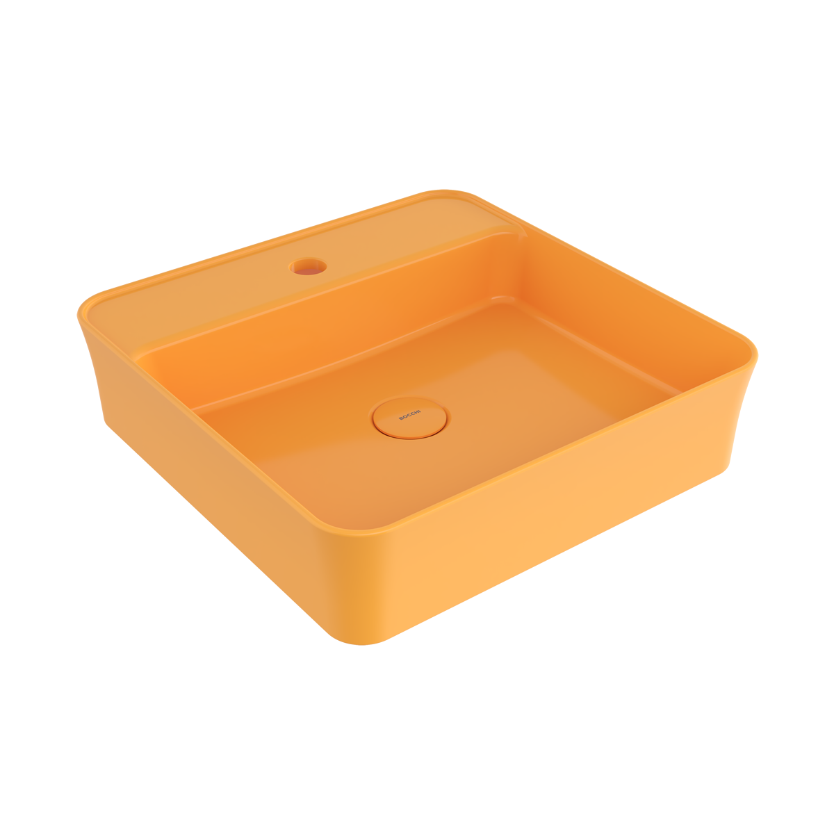 1598-021-0126 Bocchi Slim Line Kare Lavabo 45x45 cm Parlak Mandalina Sarısı