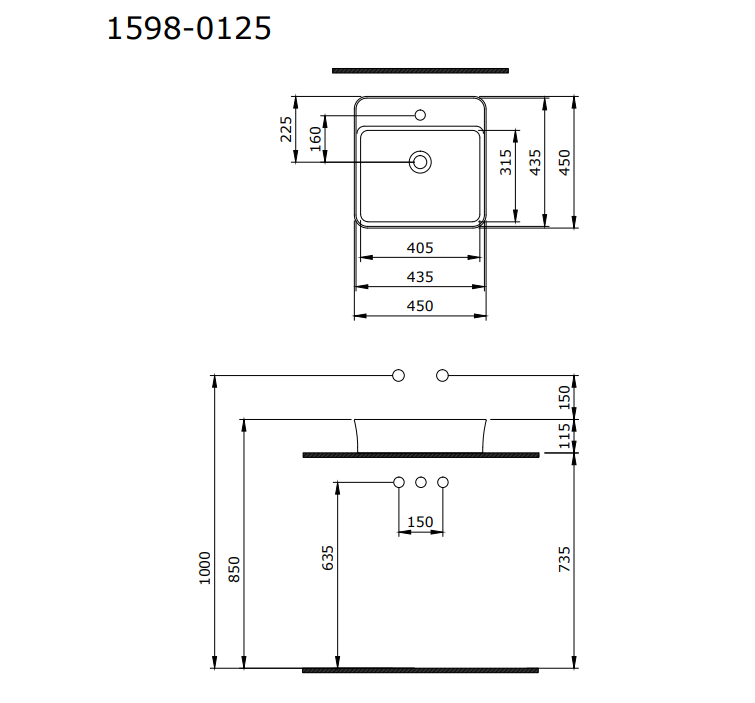 Bocchi Slim Line Kare Lavabo 45x45 cm Mat Beyaz