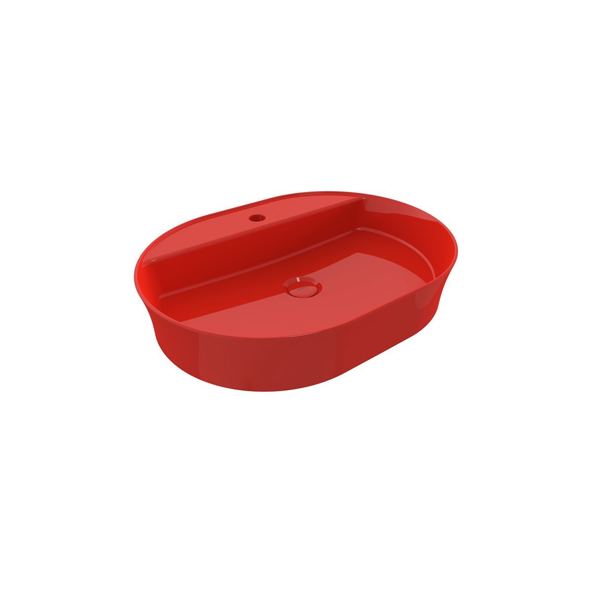 1600-019-0126 Bocchi Slim Line Oval 60x45 cm Parlak Kırmızı