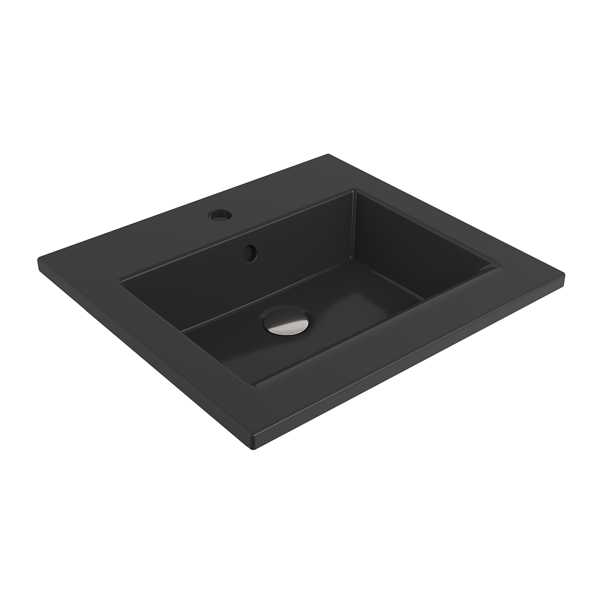 1643-005-0126 Bocchi Milano Etajerli Lavabo 50 cm Parlak Siyah