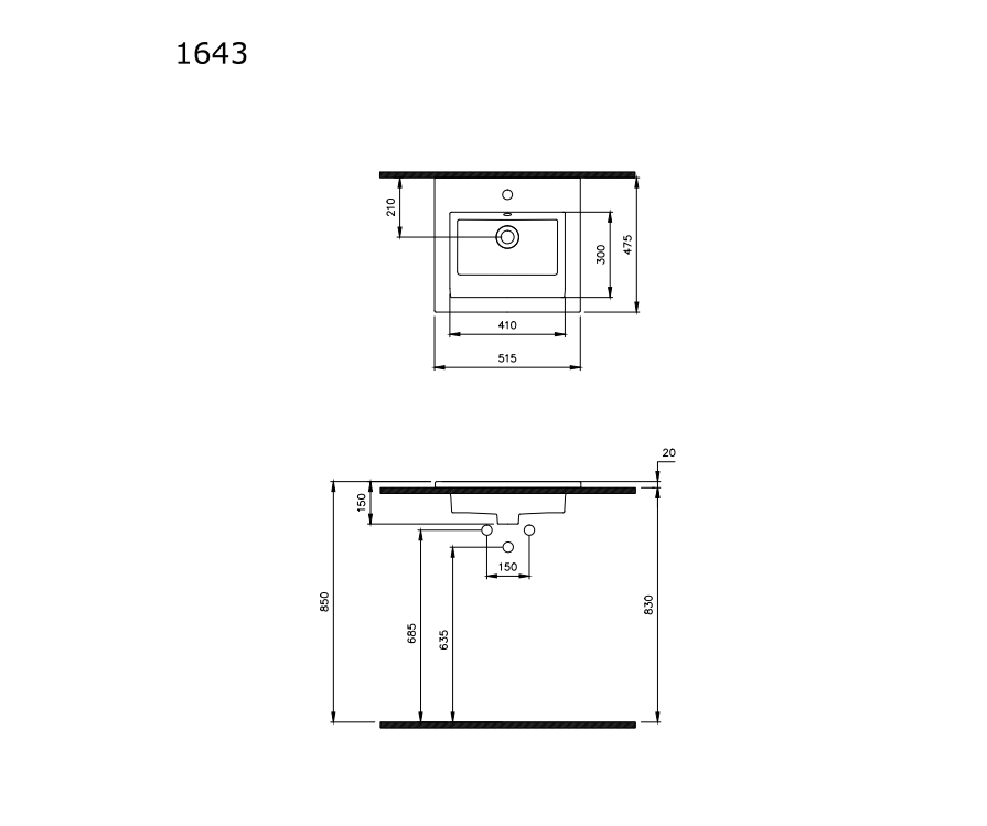 Bocchi Milano Etajerli Lavabo 50 cm Mat Beyaz