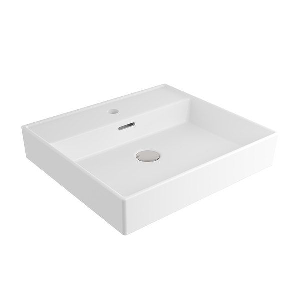 1644-002-0126 Bocchi Milano 50 cm Lavabo Batarya Delikli Mat Beyaz