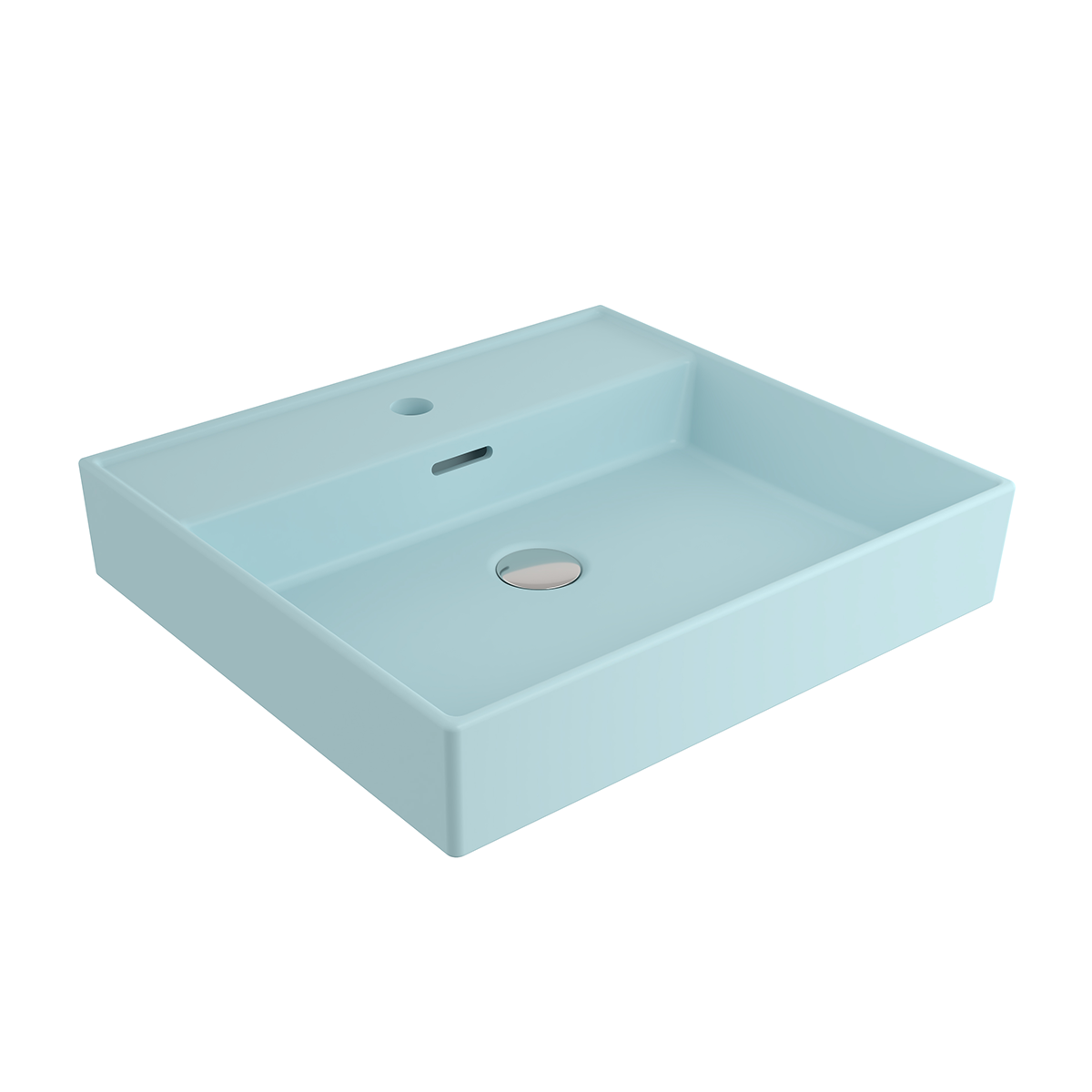 1644-029-0126 Bocchi Milano 50 cm Lavabo Batarya Delikli Mat Buz Mavisi