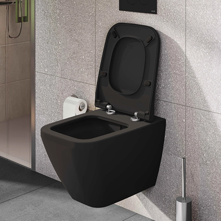 VitrA Integra Square Slim Klozet Kapağı, Yavaş Kapanır Sök Tak, Mat Siyah