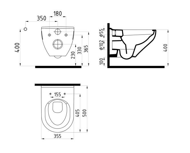 Bien İon Rimless Asma Klozet Seti 50 cm, Parlak Beyaz