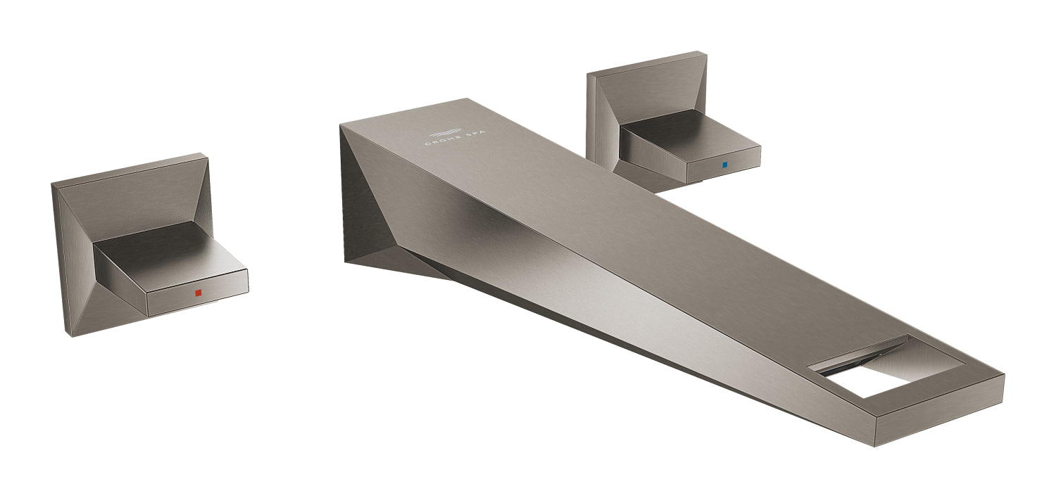 Grohe Allure Brilliant L-Boy, 3 Delikli Duvardan Ankastre Lavabo Bataryası (Sıva Üstü Grubu), Fırçalı Sert Grafit - GROHE 20629AL0