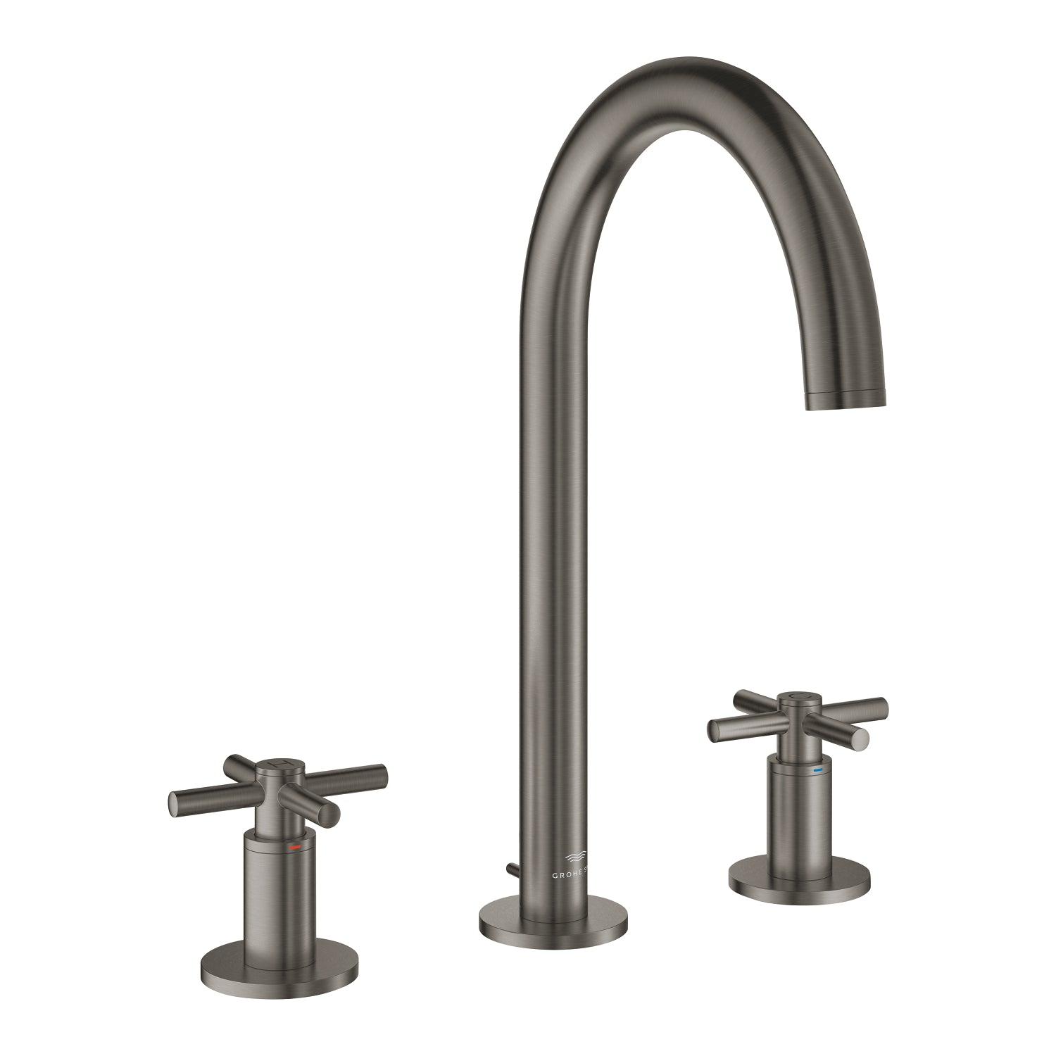 Grohe Atrio 3 Delikli Ankastre Lavabo Bataryası (4 Çubuklu Volan) L-Boy, Fırçalı Sert Grafit - alternatif görünüm - GROHE 20643AL0