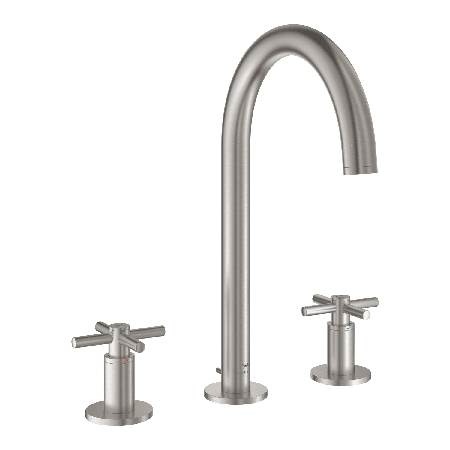 Grohe Atrio 3 Delikli Ankastre Lavabo Bataryası (4 Çubuklu Volan) L-Boy, Paslanmaz Çelik - alternatif görünüm - GROHE 20643DC0