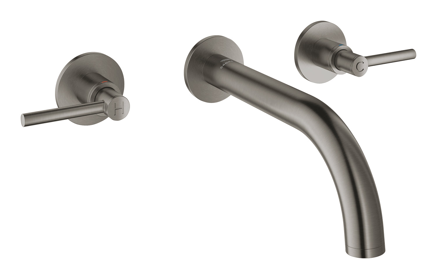 Grohe Atrio 3 Delikli Duvardan Ankastre Lavabo Bataryası (Sıva Üstü Grubu), Fırçalı Sert Grafit - GROHE 20662AL0