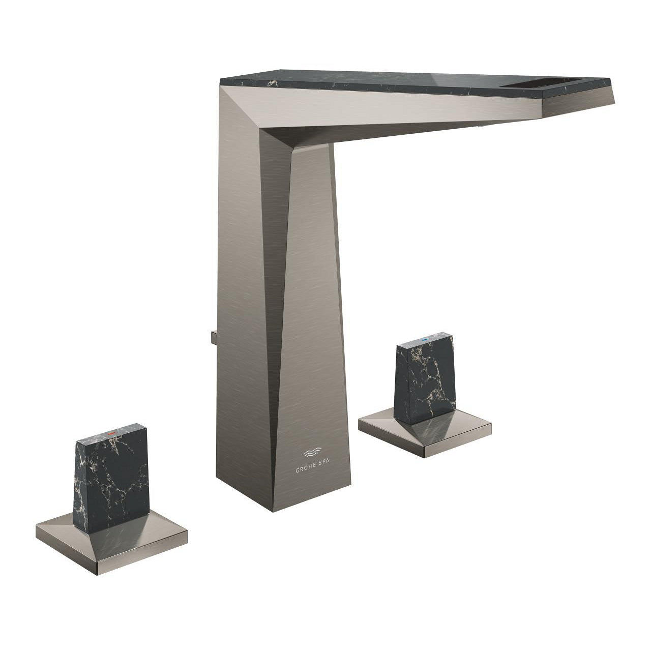 Grohe Allure Brilliant Private Collection L-Boy, 3 Delikli Lavabodan Ankastre Lavabo Bataryası, Sifon Kumandalı, Fırçalı Sert Grafit