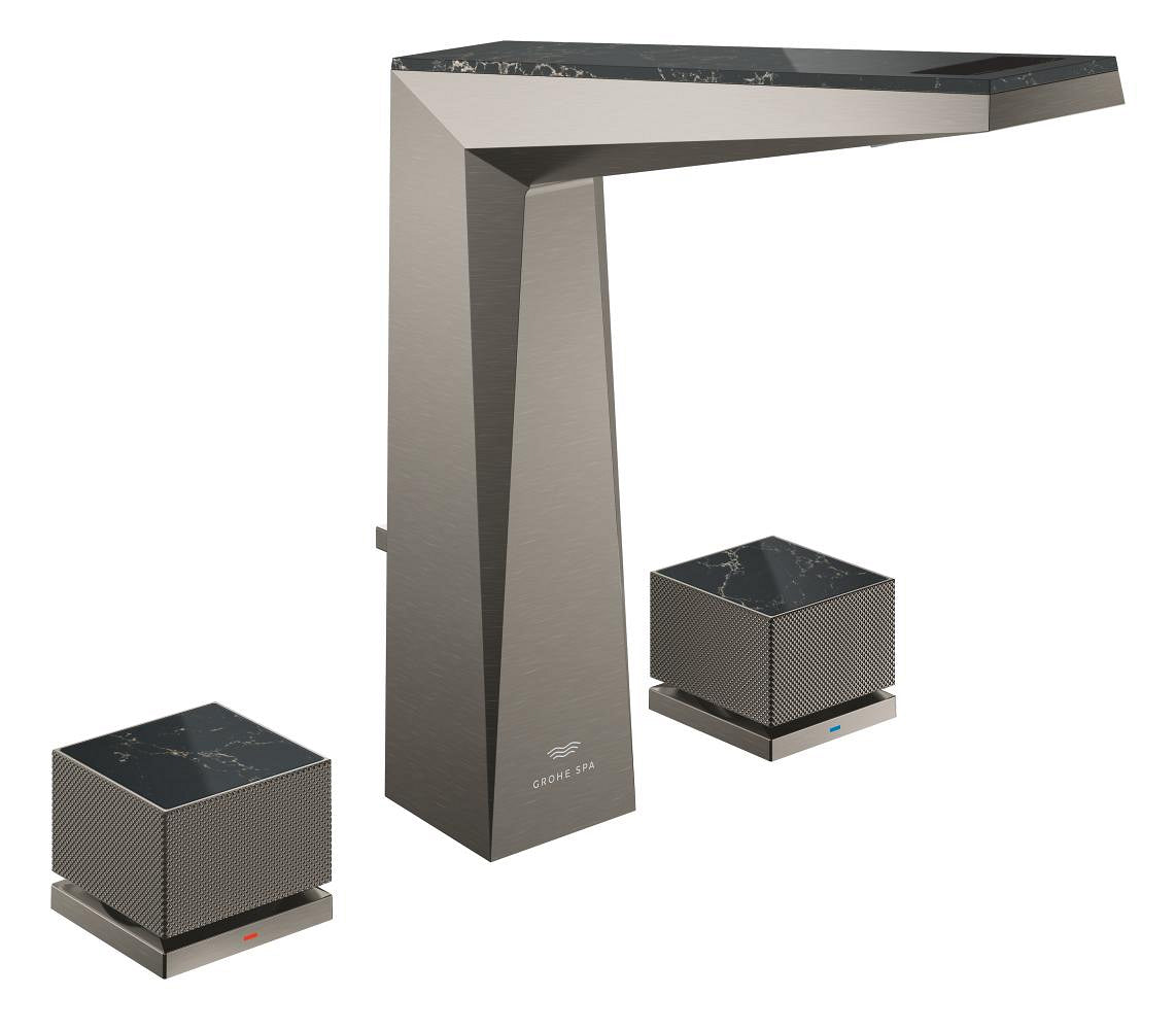 Grohe Allure Brilliant Private Collection L-Boy, 3 Delikli Lavabodan Ankastre Lavabo Bataryası, Sifon Kumandalı, Fırçalı Sert Grafit - GROHE 20672AL0