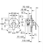 Grohe Eurosmart Ankastre Banyo Bataryası, Krom