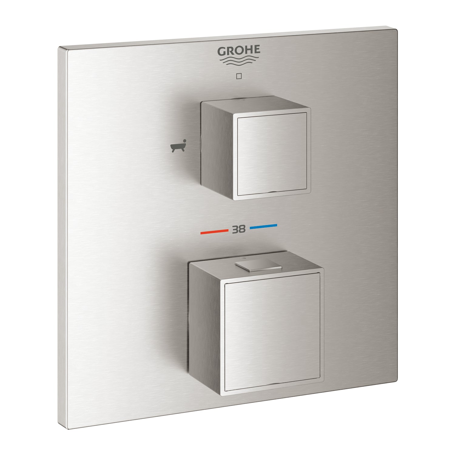Grohe Grohtherm Cube Çift Yönlü Termostatik Ankastre Banyo Bataryası (2 Yollu, Sıva Üstü Grubu), Paslanmaz Çelik - alternatif görünüm - GROHE 24155DC0