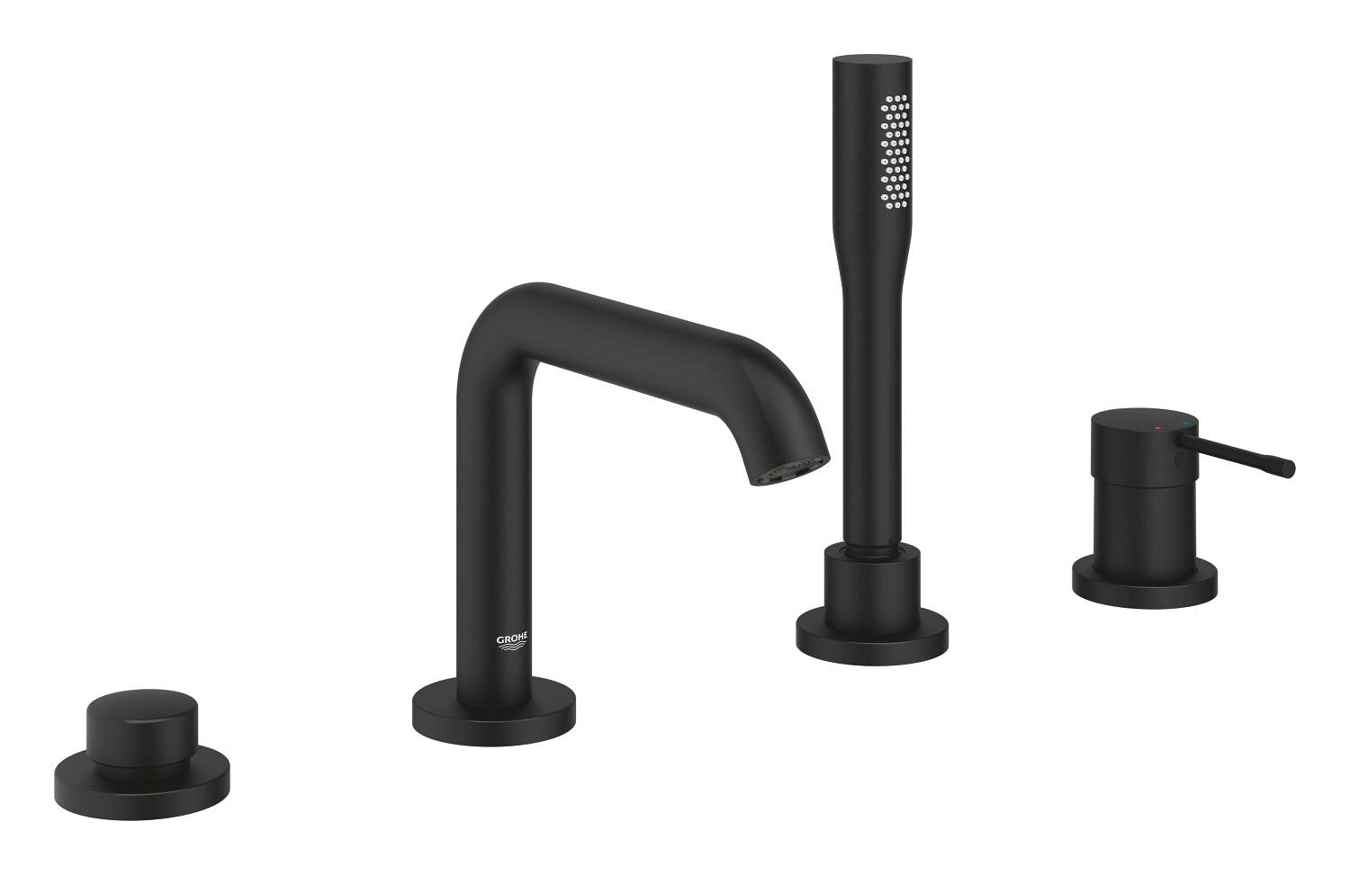 Grohe Essence Dört Delikli Ankastre Küvet Bataryası (Sıva Üstü Grubu), Hayalet Siyah - GROHE 25251KF1