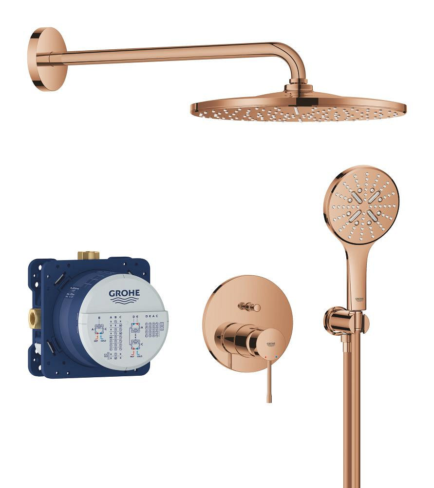 Grohe Essence Ankastre Banyo/Duş Bataryası, Tepe ve El Duşu Seti, Bakır - GROHE 25287DA0