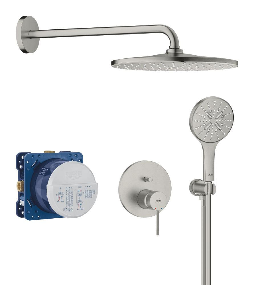 Grohe Essence Ankastre Banyo/Duş Bataryası, Tepe ve El Duşu Seti, Paslanmaz Çelik - GROHE 25287DC0