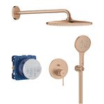 Grohe Essence Ankastre Banyo/Duş Bataryası, Tepe ve El Duşu Seti, Fırçalı Bakır - alternatif görünüm - GROHE 25287DL0