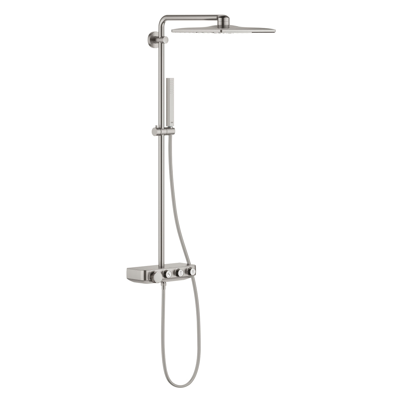 Grohe Euphoria SmartControl System 310 Cube Duo Duvara Monte Termostatik Bataryalı Duş Sistemi, Paslanmaz Çelik