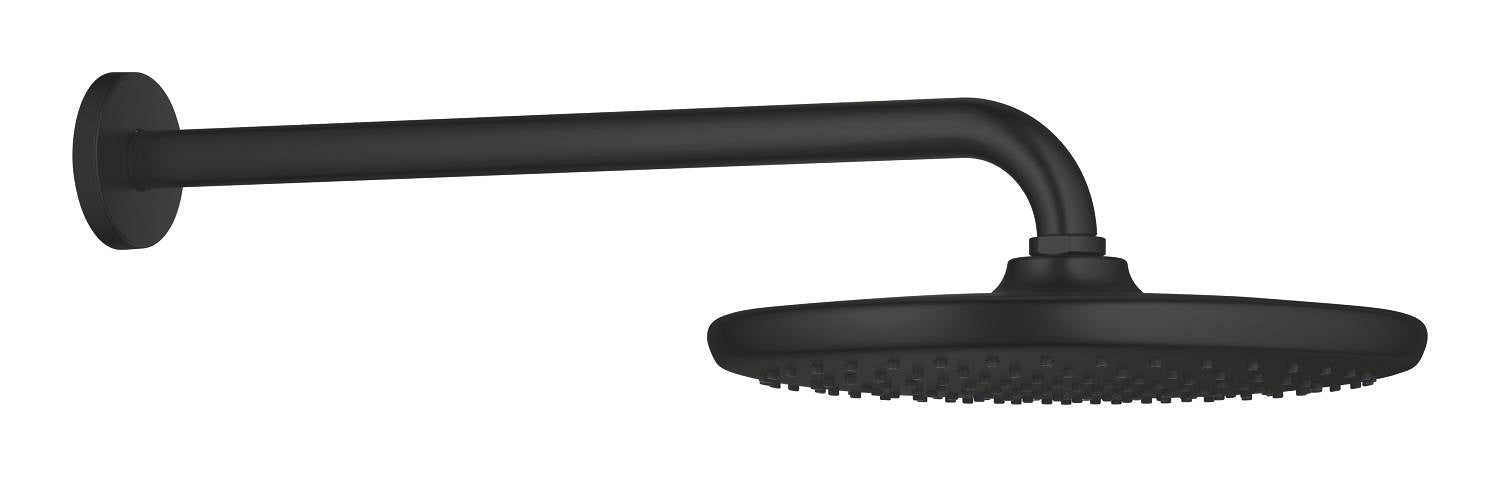 Grohe Tempesta 250 Yuvarlak Tepe Duşu Tek Akışlı, 25 cm (Duvardan Dirsek Dahil), Mat Siyah - GROHE 266682430