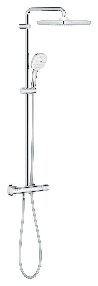Grohe Tempesta Cosmopolitan System 250 Kare Duvara Monte Termostatik Bataryalı Duş Kolonu, Krom-Beyaz - GROHE 26689001