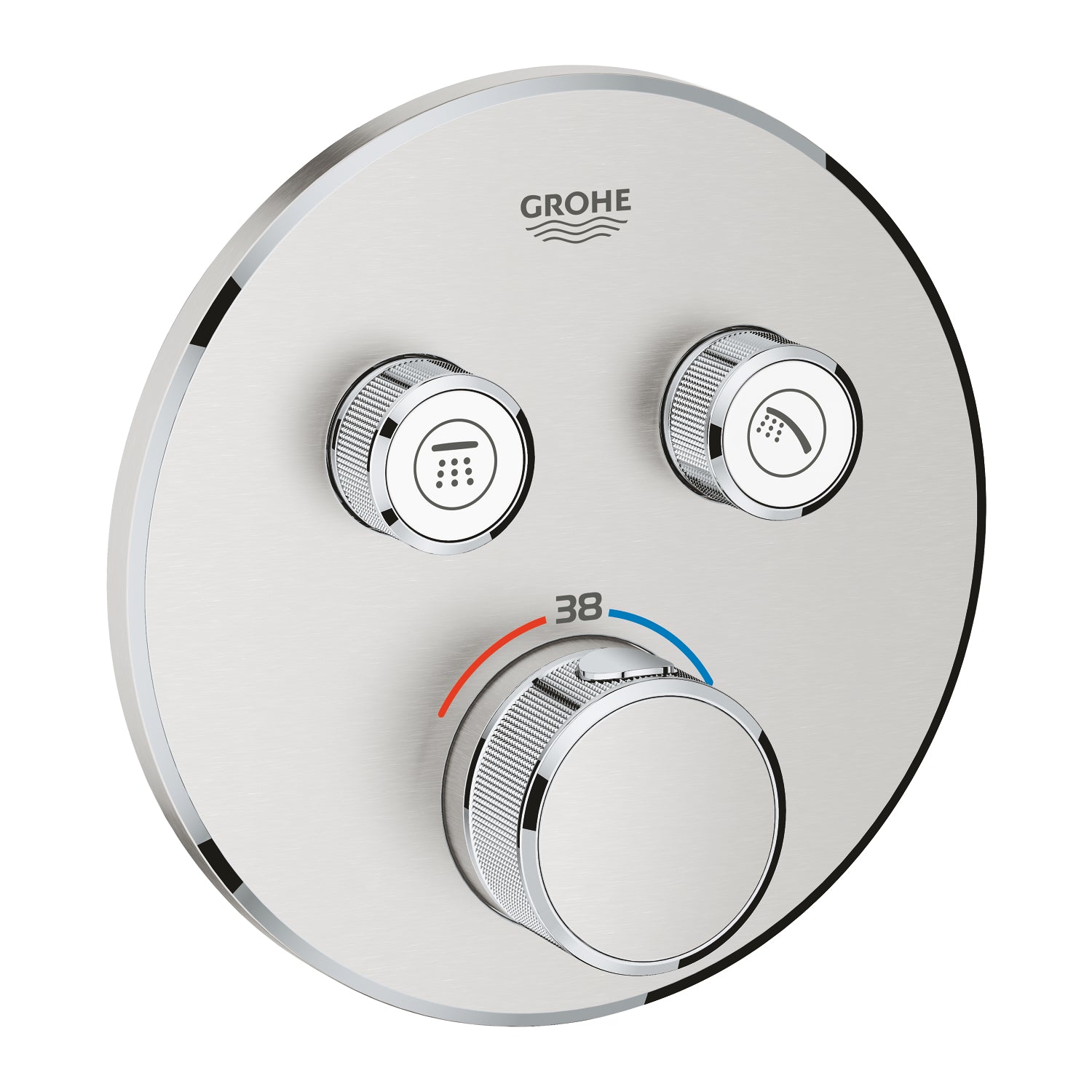 Grohe Grohtherm SmartControl Çift Valfli Akış Kontrollü, Ankastre Termostatik Banyo Bataryası (Sıva Üstü Grubu), Paslanmaz Çelik - alternatif görünüm - GROHE 29119DC0